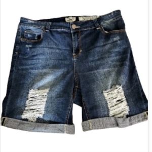 Indigo Reign Plus Size 16W Distressed Destroyed Denim Jean Shorts